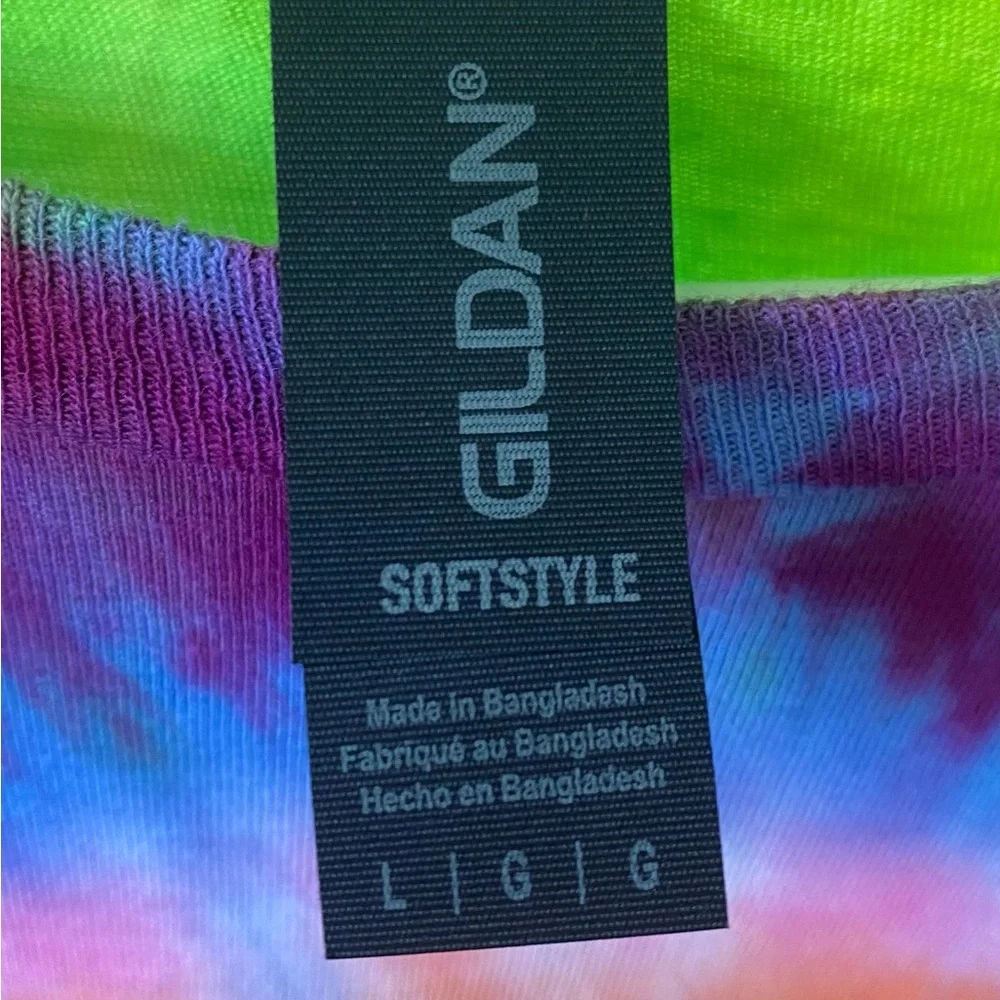NEON Sunburst Large Ice Tie Dye GILDAN Soft Style T-Shirt Retro Festival Unisex - Picture 9 of 11
